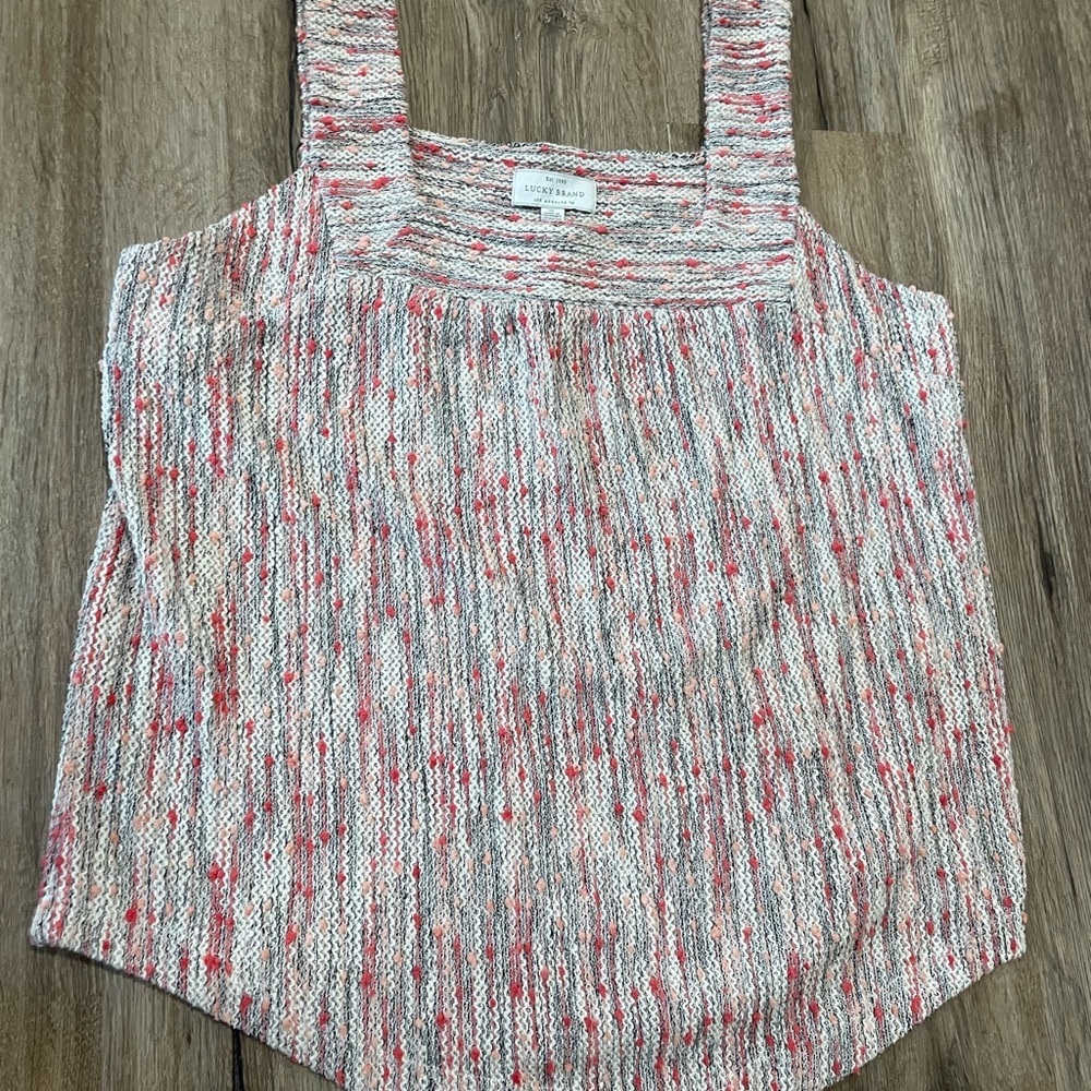 Lucky Brand Pink, Grey, and White Flowy Tank Top- NWT!!!!